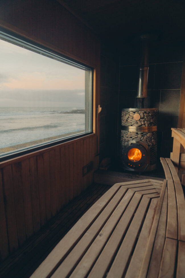 Wild Wellness Sauna wood-fired beach sauna with panoramic sea views in Cork