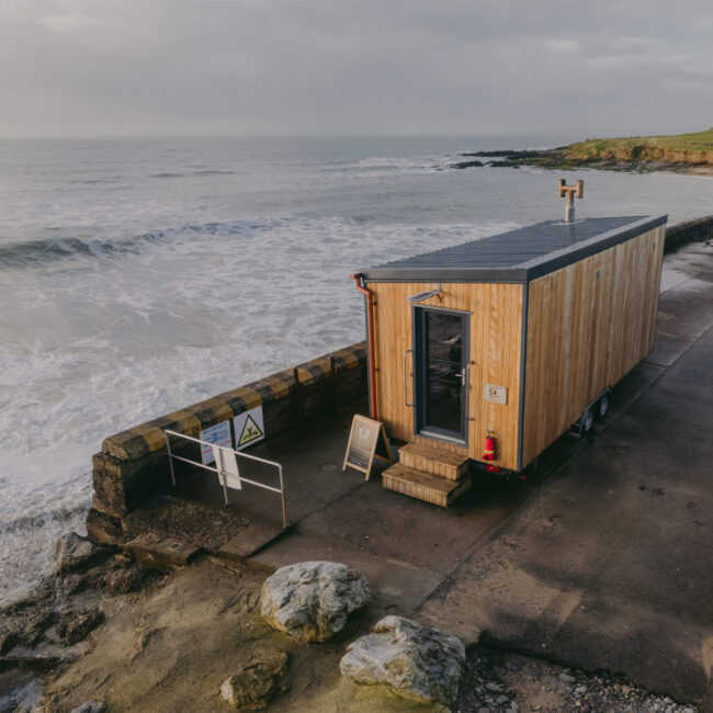 Wild Wellness Sauna at Garrettstown Beach with ocean views in Cork